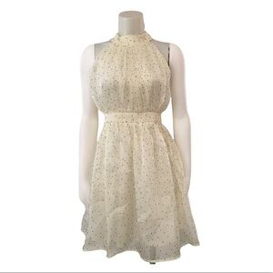 NASTY GAL Off White Polka Dot Chiffon Halter Dress Size M NWT
